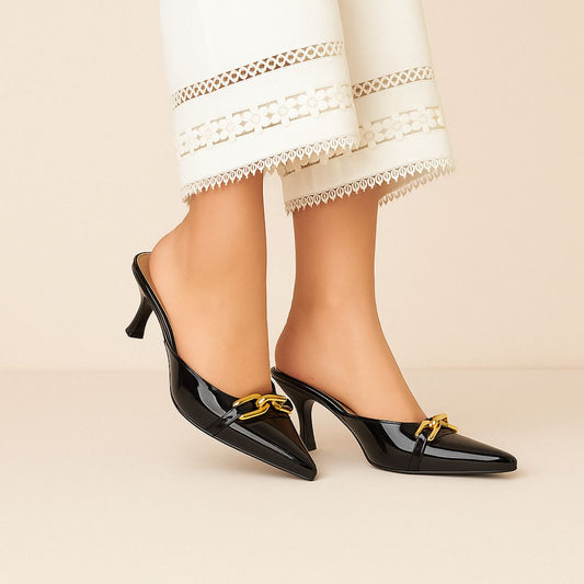 Black Chain Mules ZM-1010