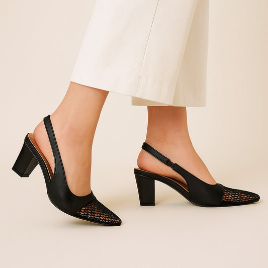 Black Pointed Sling back ZM-1016