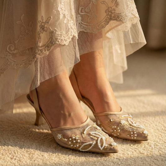 Beige Noir Bloom Sling Back ZM-1017