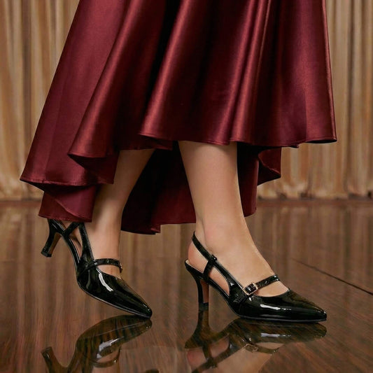 Black Sling Back Heels ZM-1018