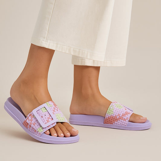 Lilac Buckle Sliders ZR-2501