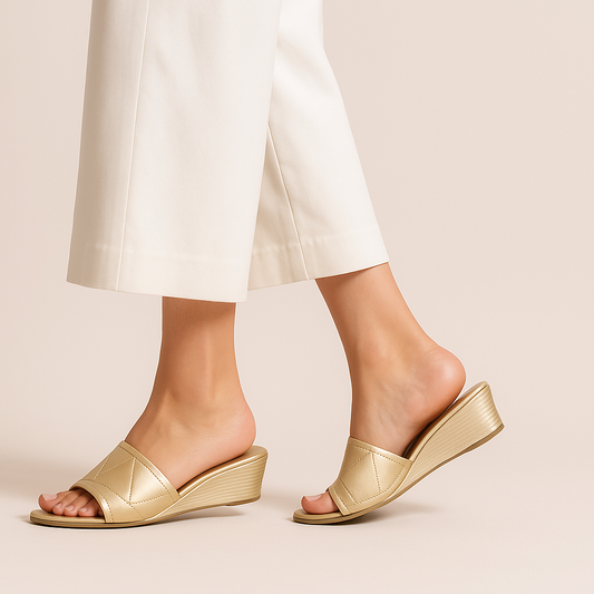 Golden Comfy Wedges we05