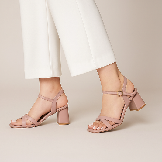 Lilac Cross Strap Block Heel Sandal ZH-502