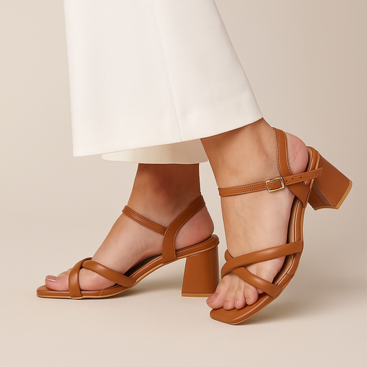 Mustard Cross Strap Block Heel Sandal ZH-502