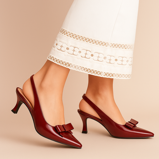 Maroon Bow Sling Back ZM-1011