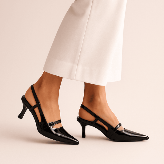 Black Sling Back Heels ZM-1018