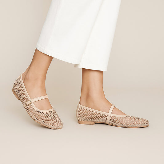 Fawn Mesh Mary Jane Flats ZM-1013
