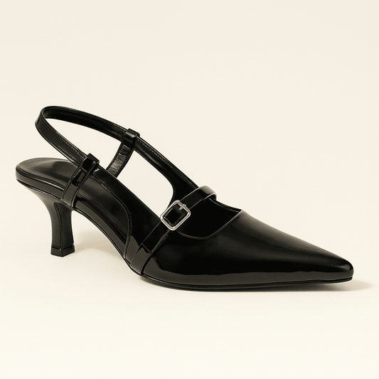Black Sling Back Heels ZM-1018