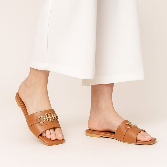 Brown Regalia Buckle Slides ZF-134