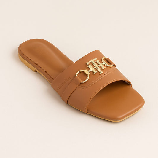 Brown Regalia Buckle Slides ZF-134