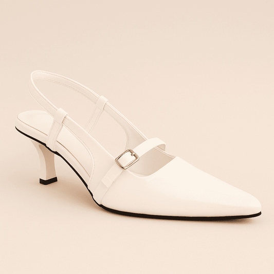 White Sling Back Heels ZM-1018