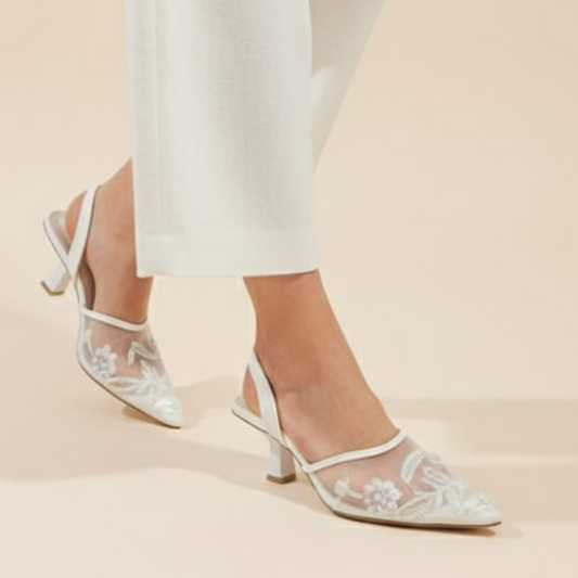 White Noir Bloom Sling Back ZM-1017