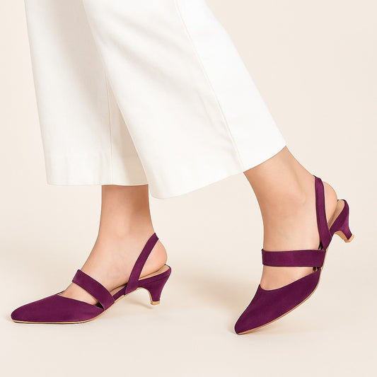 Purple Velvet easy-strap Court Shoes by Zapatla cs20