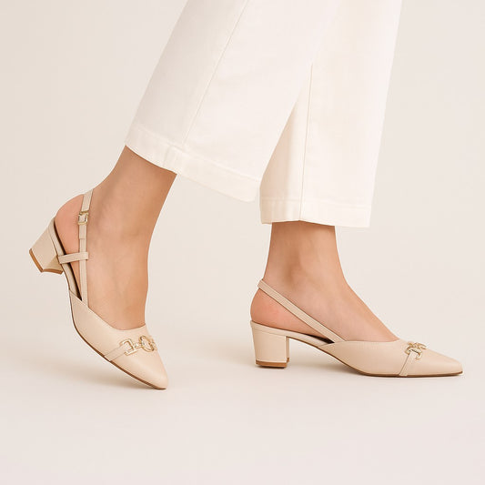 Fawn Buckled Square Ankle Strap Court Shoes by Zapatla cs22