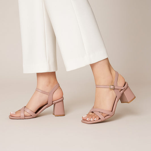 Lilac Cross Strap Block Heel Sandal ZH-502