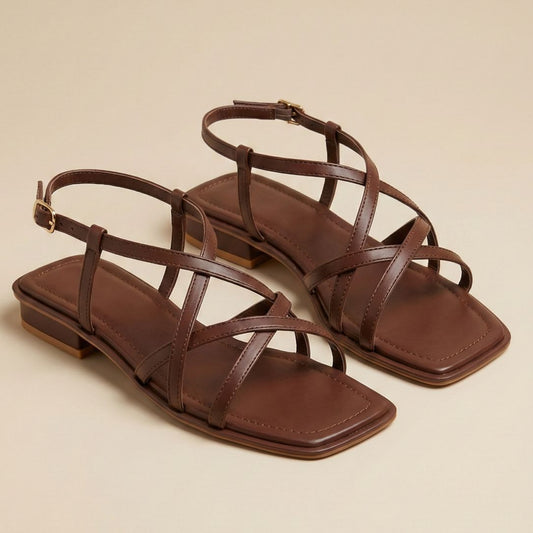 Brown Cross Strap Sandal ZH-524