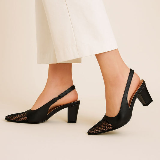 Black Pointed Sling back ZM-1016