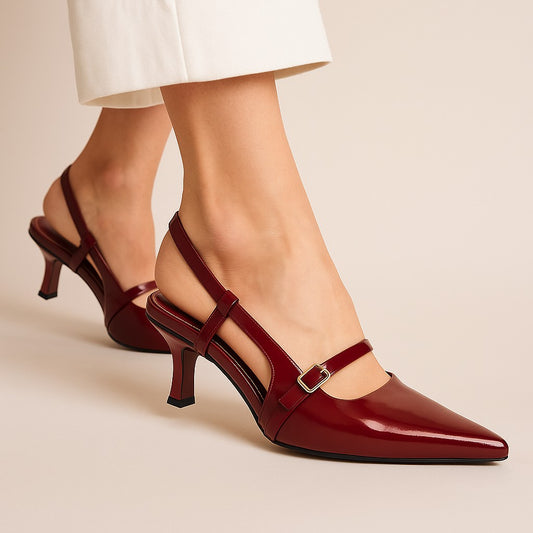 Maroon Sling Back Heels ZM-1018