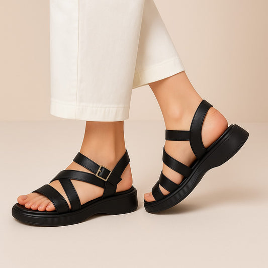 Black Criss Cross Kito Sandals ZW-1517