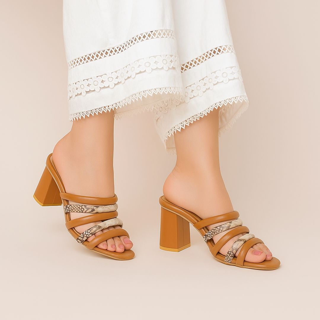 Mustard Block Heel ZH-513 – Zapatla - Main Image