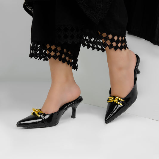 Black Chain Mules ZM-1010