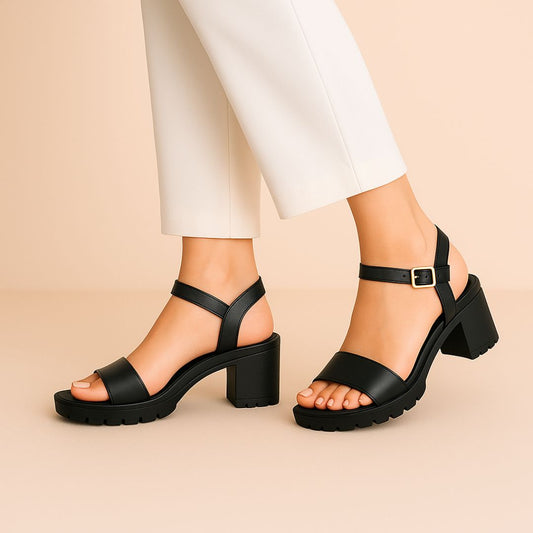 Black Block Heel Sandals ZW-1513