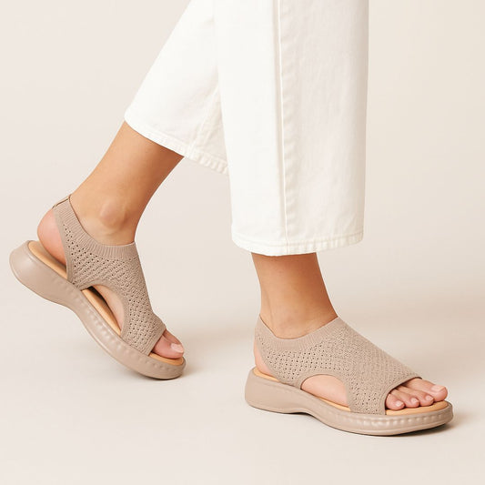 Beige Stretch Slip On Sandal ZW-1524
