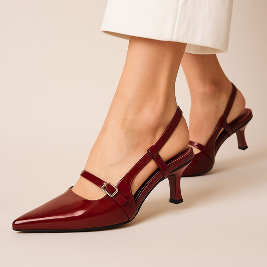 Maroon Sling Back Heels ZM-1018