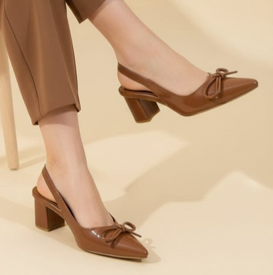 Brown Bow Slingback ZM-1019
