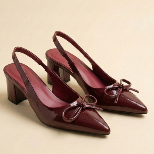 Maroon Bow Slingback ZM-1019