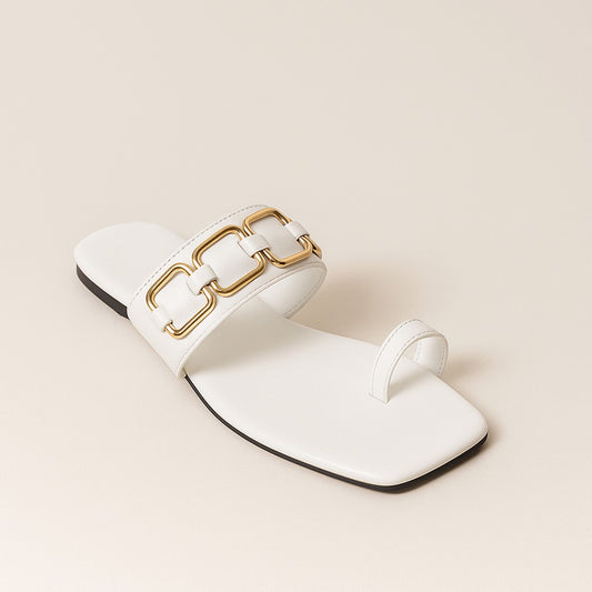 White Buckled Flat ZF-111