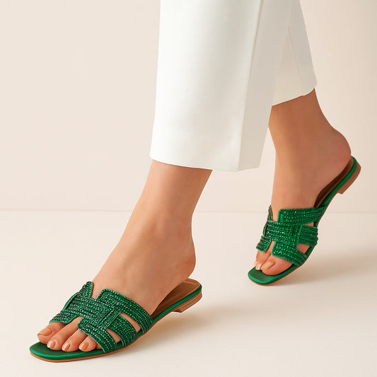 Green Rhine Stone Flat ZF-112