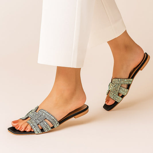 Black Rhine Stone Flat ZF-112