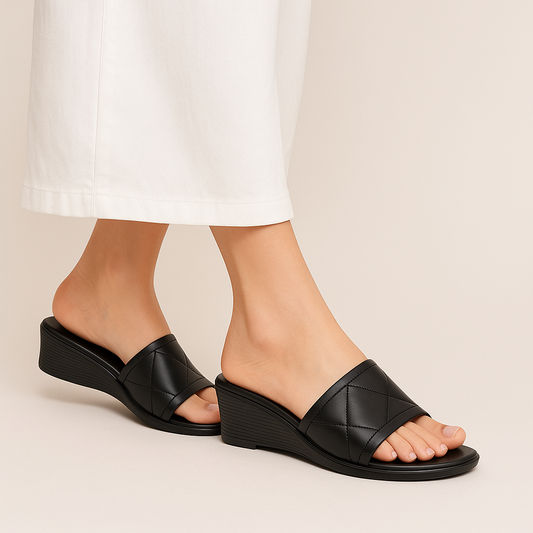 Black Comfy Wedges we05