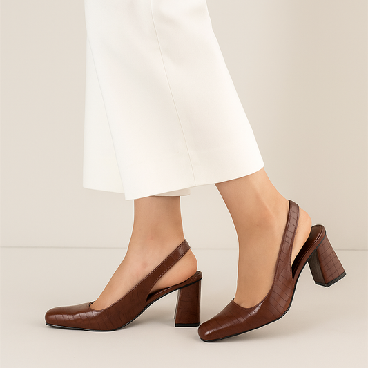 Chocolate Sling Back Pumps ZM-1007