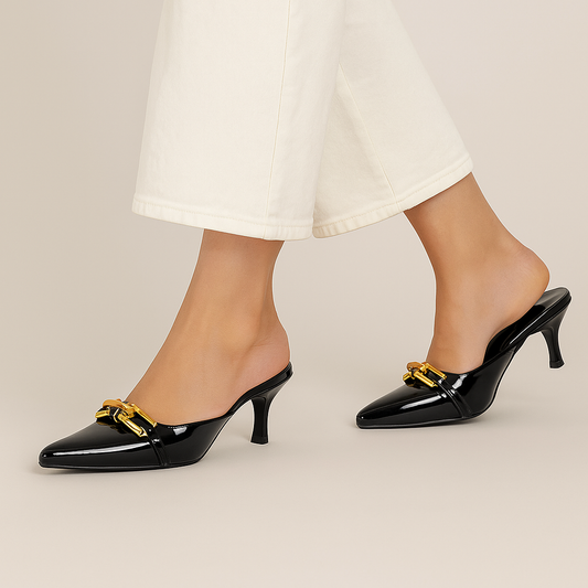 Black Chain Mules ZM-1010