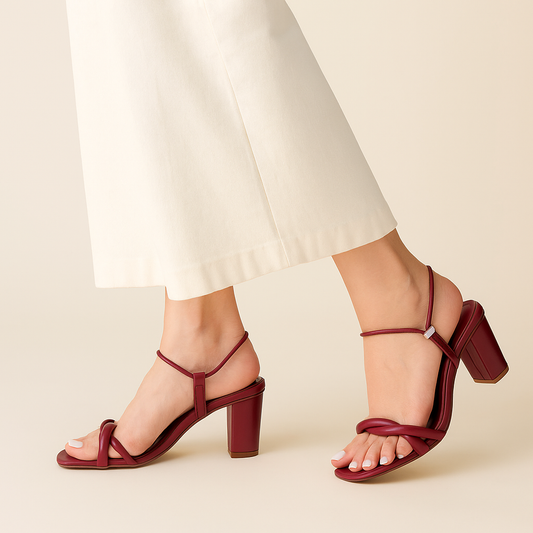 Maroon Mid-Top Block Heel ZH-504