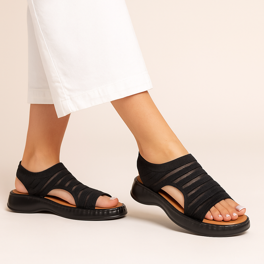 Black Stretch Sandal ZW-1522