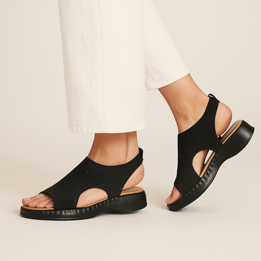 Black Stretch Slip On Sandal ZW-1524