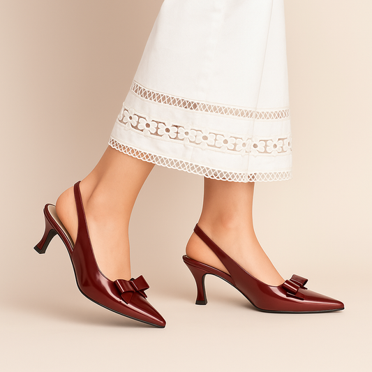 Maroon Bow Sling Back ZM-1011