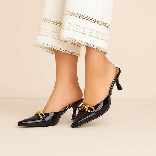 Black Chain Mules ZM-1010