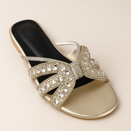Golden Rhinestone Slippers ZF-128