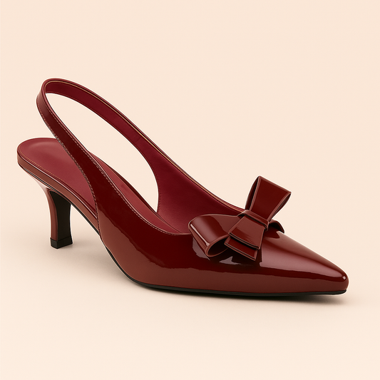 Maroon Bow Sling Back ZM-1011