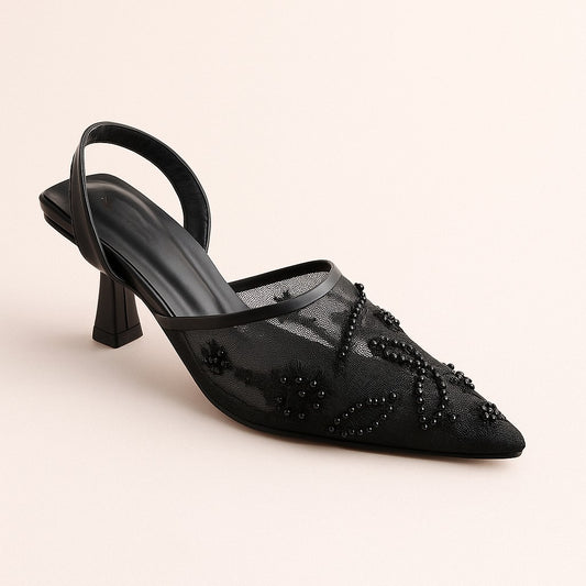 Black Noir Bloom Sling Back ZM-1017