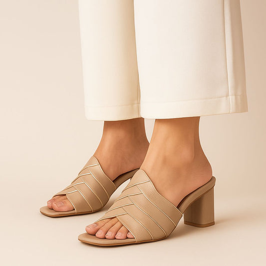 Beige Noir Layers Sandal ZH-523