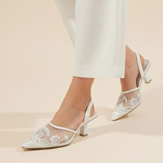 White Noir Bloom Sling Back ZM-1017