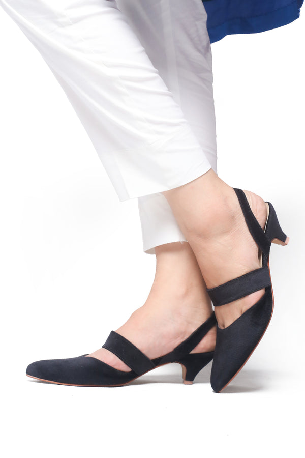 Black Velvet easy-strap Court Shoes by Zapatla cs20