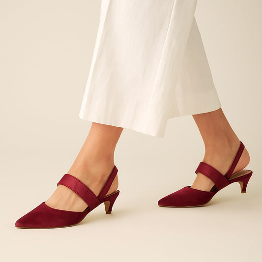 Maroon Velvet easy-strap Court Shoes by Zapatla cs20