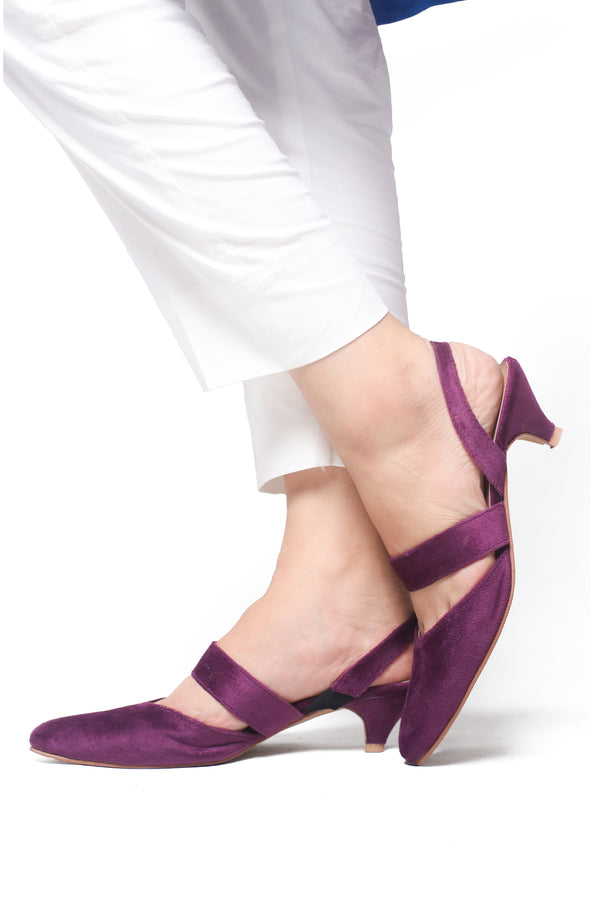 Purple Velvet easy-strap Court Shoes by Zapatla cs20