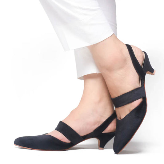 Black Velvet easy-strap Court Shoes by Zapatla cs20